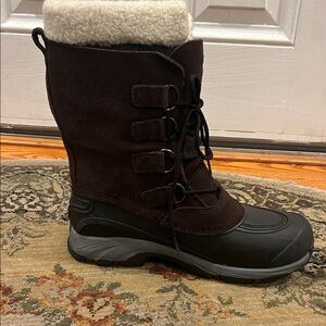 Lands' End Men's Black and Dark Brown Snow Boots